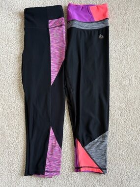 RBX Black Leggings with Pink & Purple Colorblock